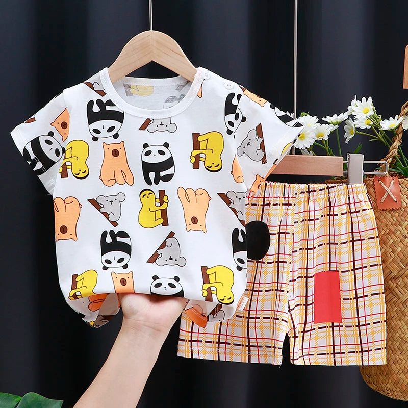 Kids Cotton Cartoon T-Shirt & Shorts