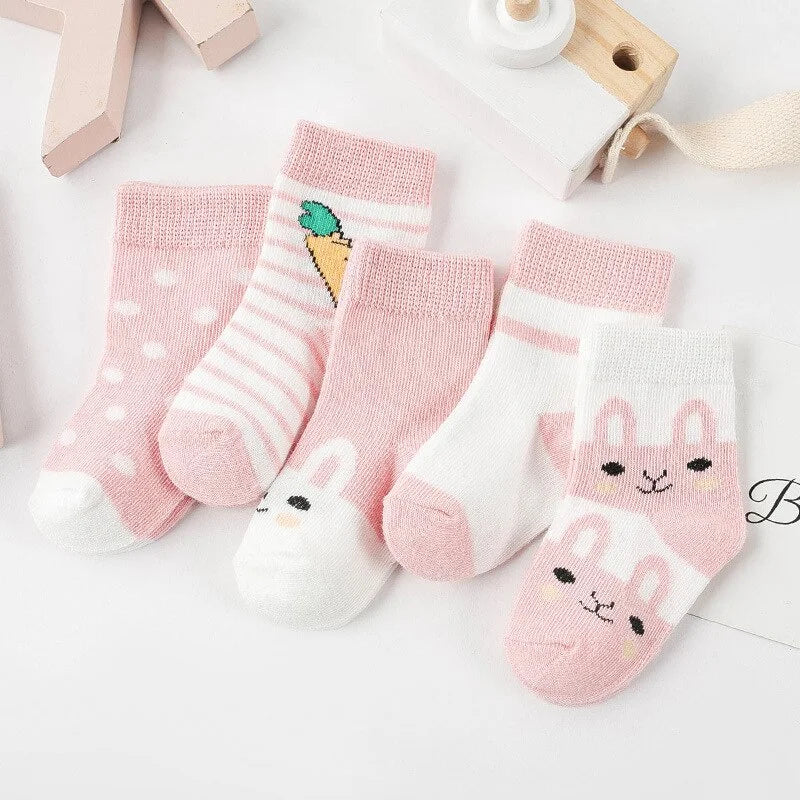 5 Pairs Cotton Animal Dessign Baby Socks