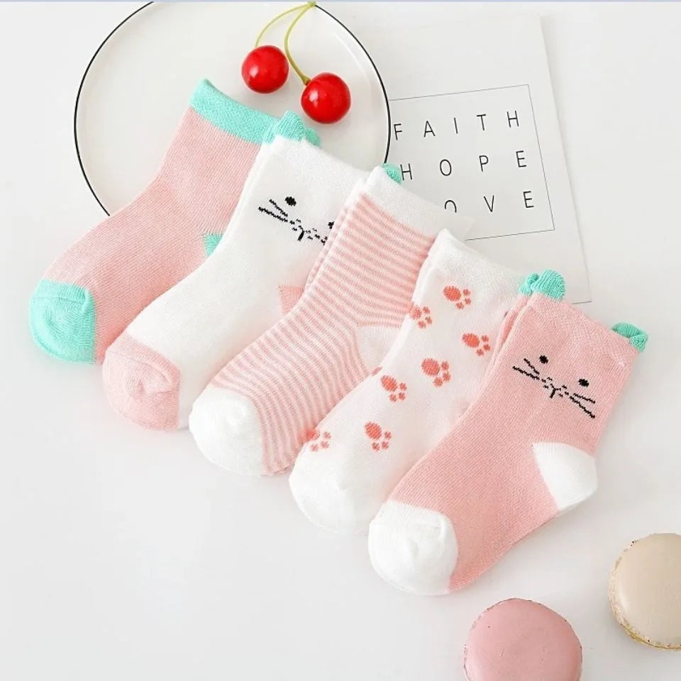 5 Pairs Cotton Animal Dessign Baby Socks