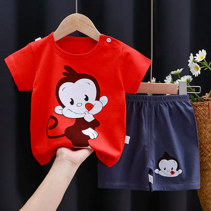 Kids Cotton Cartoon T-Shirt & Shorts