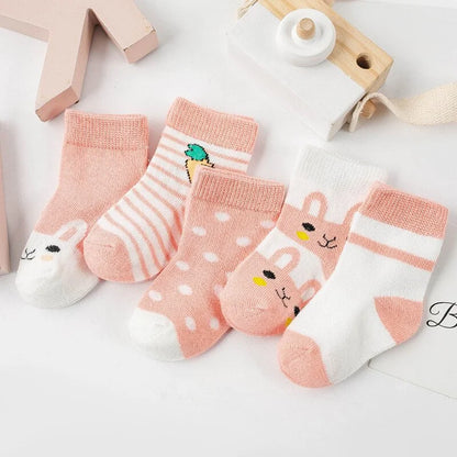 5 Pairs Cotton Animal Dessign Baby Socks