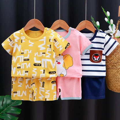 Kids Cotton Cartoon T-Shirt & Shorts