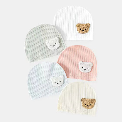 Soft Cartoon Bear Muslin Baby Hat