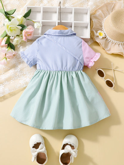 Girls Flared Sleeve Dress with Bag