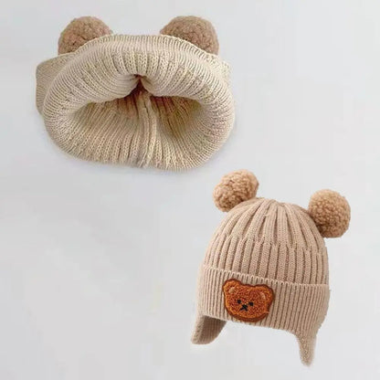 Winter Cartoon Bear Ear Baby Beanie