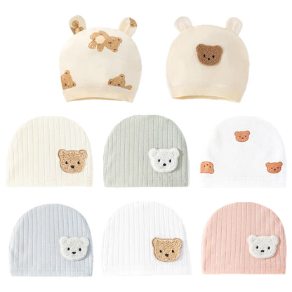 Soft Cartoon Bear Muslin Baby Hat