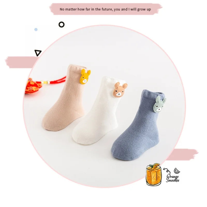 3 Pairs Soft Cartoon Baby Socks