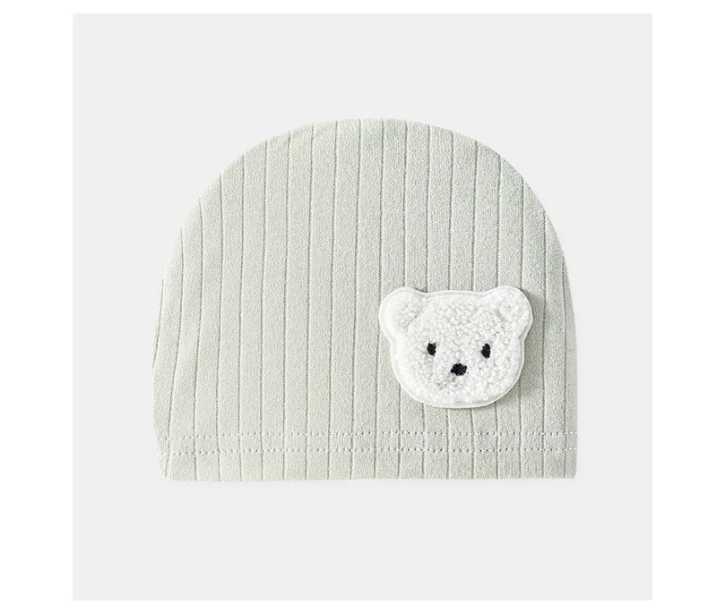 Soft Cartoon Bear Muslin Baby Hat