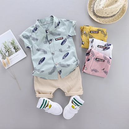 Baby Print Shirt Short Sleeve Suit