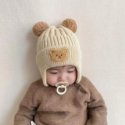 Winter Cartoon Bear Ear Baby Beanie