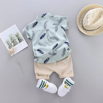 Baby Print Shirt Short Sleeve Suit